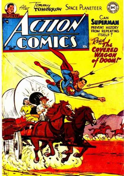 Action Comics 184 - Arrows - Superman - Horses - Cowboys - Wagon