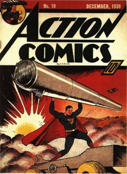 Action Comics 19 - Superman - Explosion - December - Gun - Plane - Joe Shuster