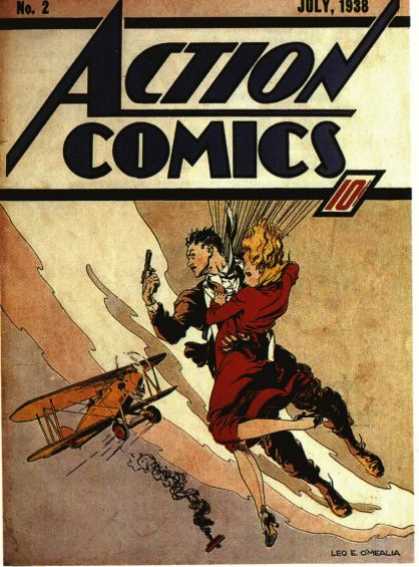 Action Comics 2 - Girl - Biplane - Gun - Plane - Parachute