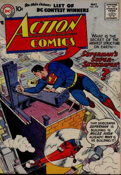 Action Comics 228 - Helicopter - Superman - Skyscraper