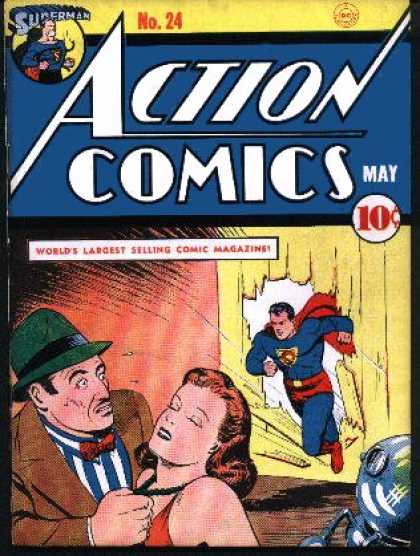 Action Comics 24 - Superman - Woman - Gangster - Robot - Criminal - Joe Shuster