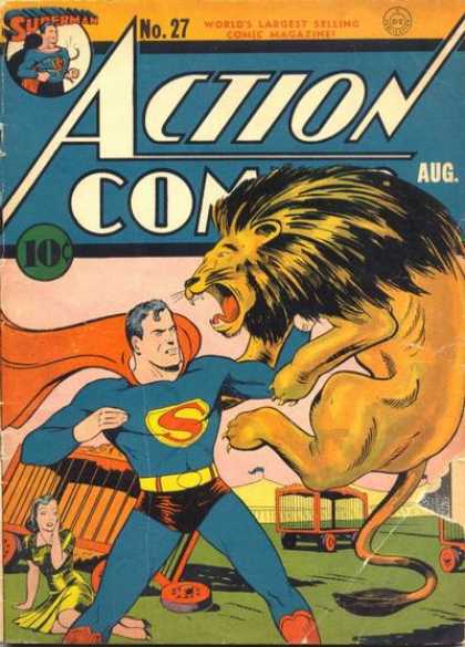 Action Comics 27 - Superman - Lion - Cage - Circus