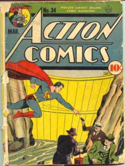 Action Comics 34 - Superman - Gun - Dam - Grand Damn - Flying