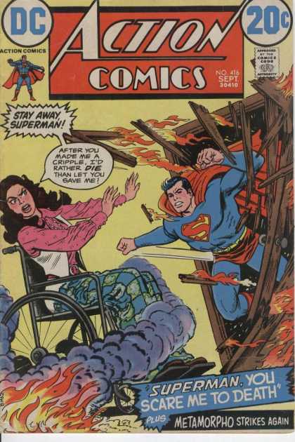 Action Comics 416 - Fire - Wheelchair - Superman - Wheel Chair - Cripple - Nick Cardy