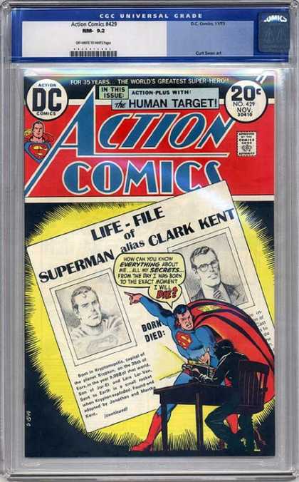 Action Comics 429 - Clark Kent - Superman - Newspaper - Human Target - Life - File - Nick Cardy