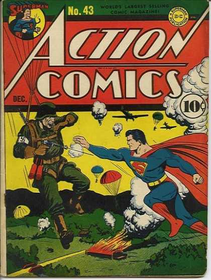 Action Comics 43 - Superman - Nazi - Parachutes - Planes - Nazis