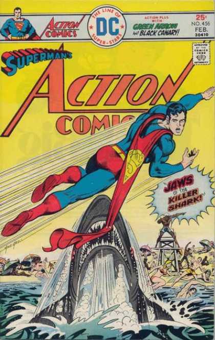 Action Comics 456 - Superman - Shark - Jaws - Mike Grell