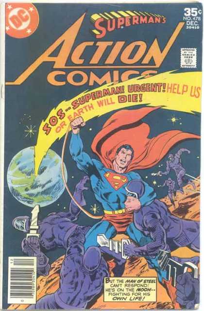 Action Comics 478 - Earth - Superman - Mars - Planets - Space - Bob Oksner, Richard Buckler