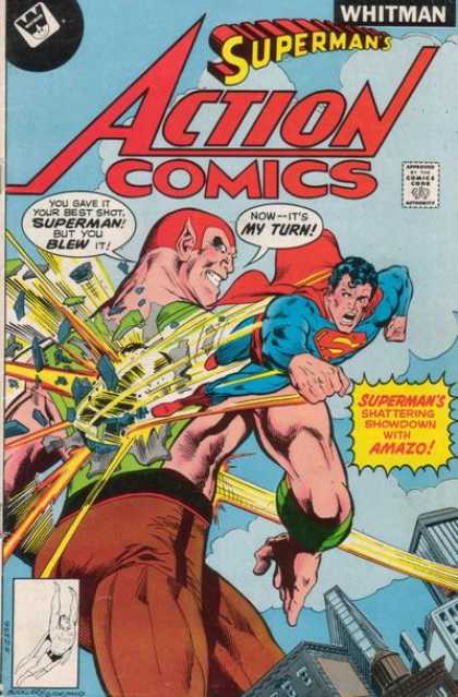 Action Comics 483 - Superman - Amazo - Large - Superman Hitting - Green Rocks - Dick Giordano, Richard Buckler