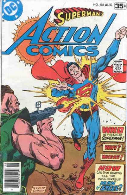 Action Comics 486 - Gun - Superman - Buckler - Fire - 486 - Richard Buckler
