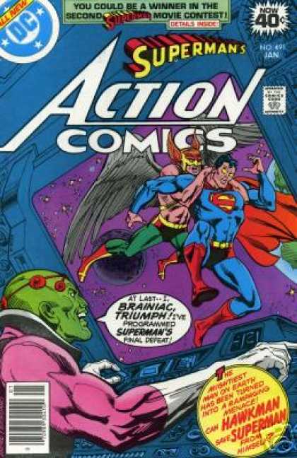 Action Comics 491 - Superman - Brainiac - Hawkman - Wings - Machine - Dick Giordano, Ross Andru