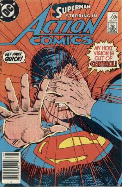Action Comics 558 - Superman - Heat Vision - Get Away - Cover Eyes - Ray - Eduardo Barreto