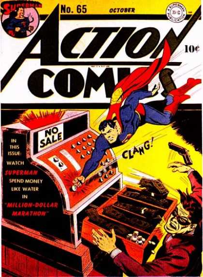 Action Comics 65 - Superman - Cash Register - Money - Gun - Cash