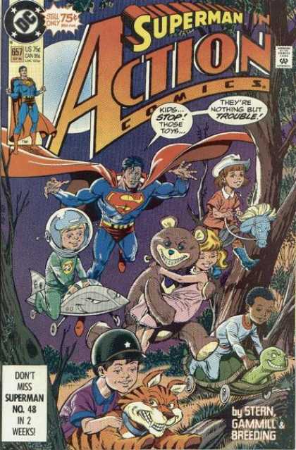 Action Comics 657 - Kids - Superman - Toys - Tiger - Bear - Kerry Gammill