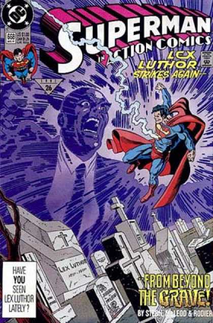 Action Comics 668 - Lex Luthor - Grave - Lightning - Graveyard - Superman - Bob McLeod, Dan Jurgens