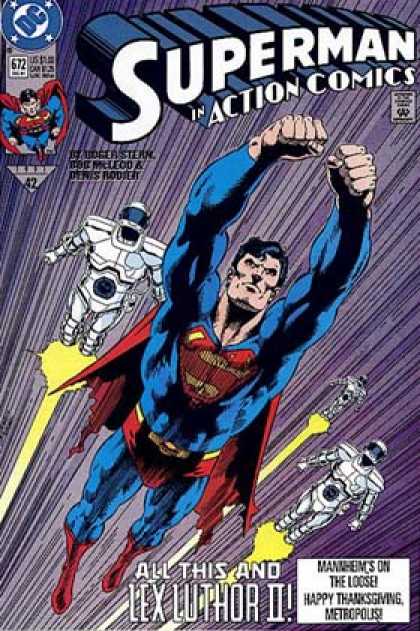 Action Comics 672 - Superman - Robots - Flying Robots - Lex Luthor - Bob McLeod, Dan Jurgens