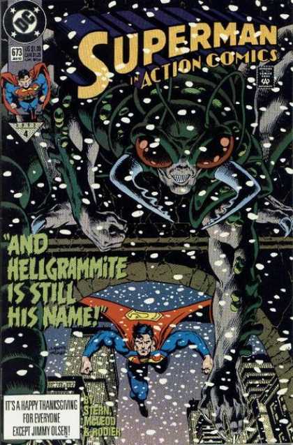 Action Comics 673 - Superman - Snow - Hellgrammite - And Hellgrammite Is Still His Name - Happy Thanksgiving - Bob McLeod, Dan Jurgens