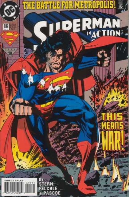 Action Comics 699 - Superman - Battle For Metropolis - This Means War - Explosions - War
