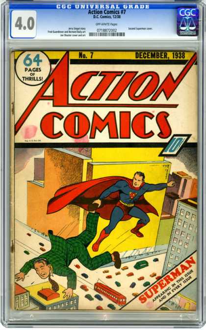 Action Comics 7 - Superman - Tram - Flying - Dc Comics - Metropolis - Joe Shuster
