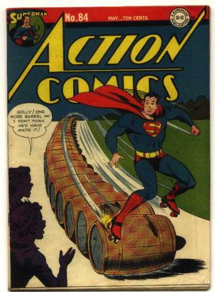 Action Comics 84 - Superman - Barrels - Roller Skates - Spectators - Red Cape