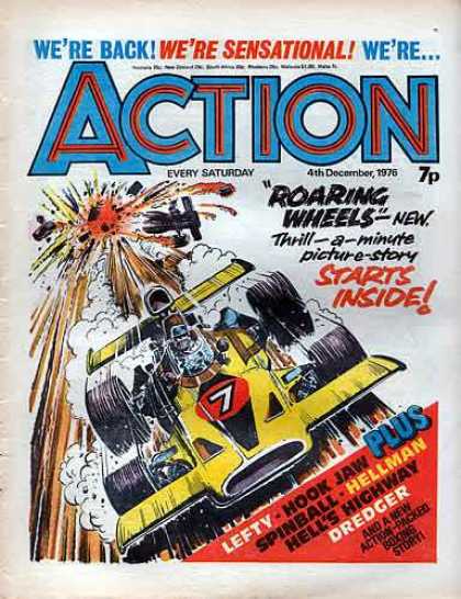 Action 37 - Roaring Wheels - Hells Highway - Race Car - Sensational - Crash