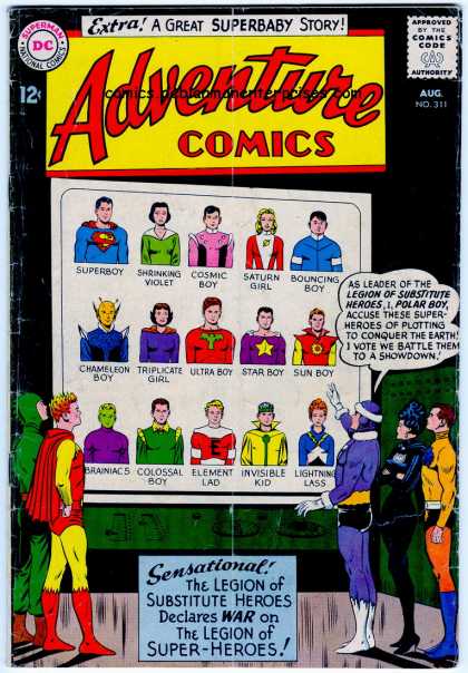 Adventure Comics 311 - Superboy - War - Shrinking Violet - Saturn Girl - Bouncing Boy - Curt Swan