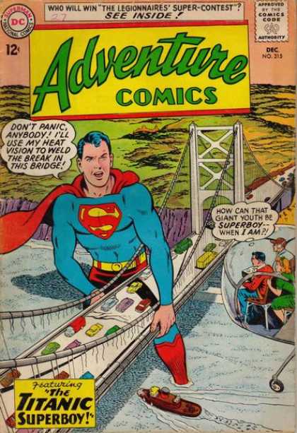Adventure Comics 315 - Bridge - Superboy - Superman - Titanic - Cars - Curt Swan