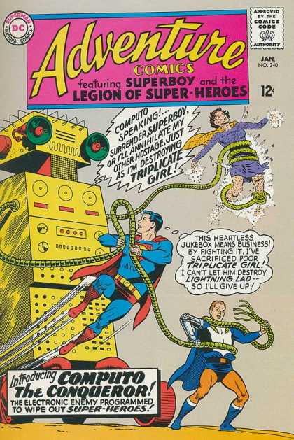 Adventure Comics 340 - Dc Comics - Superboy - Legion Of Super-heroes - Robot - Red Cape - Curt Swan