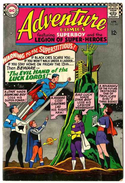 Adventure Comics 343 - Lightning Lad - Bouncing Boy - Legion Of Superheroes - Mountaintop - Bad Luck - Curt Swan