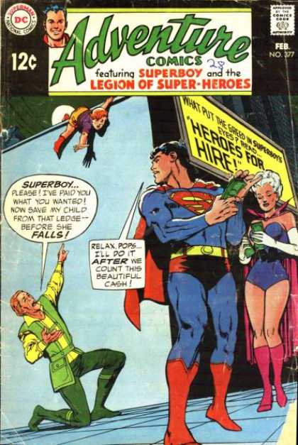 Adventure Comics 377 - Superboy - Heroes For Hire - Money - Heros For Hire - Dc Comics - Neal Adams