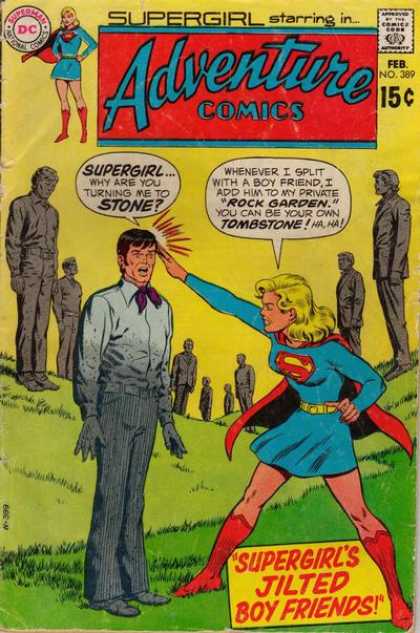 Supergirl - Statue - Stone - Rock Garden - Curt Swan, Murphy Anderson Adventure Comics 389 - Supergirl - Statue - Stone - Rock Garden - Curt Swan, Murphy Anderson