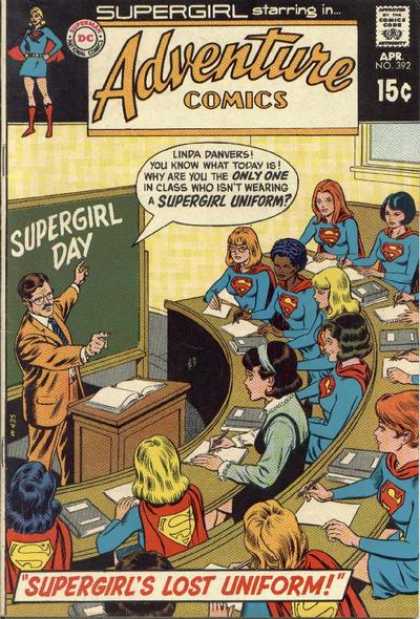 Supergirl - Linda Danvers - Uniform - Teacher - Classroom - Curt Swan, Murphy Anderson Adventure Comics 392 - Supergirl - Linda Danvers - Uniform - Teacher - Classroom - Curt Swan, Murphy Anderson