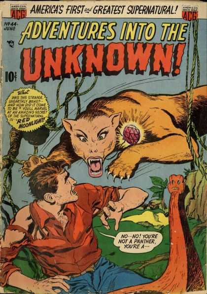 Adventures Into the Unknown 44 - Catwoman - Supernatural Animal - Red Moonlight - Acg - Cat Scratch
