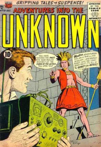 Adventures Into the Unknown 79 - Time Travel - Time Machine - Aztecs - Spear - Suspense