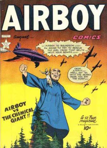 Airboy Comics 44 - Airplanes - Chemical Giant - Trees - Girl - Rescue