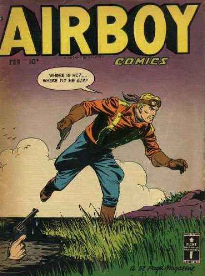 Man - Running - Gun - Rock - Birds Airboy Comics 50 - Man - Running - Gun - Rock - Birds
