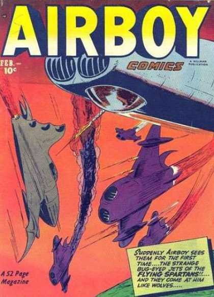 Airboy Comics 74 - Spaceship - Smoke - Flying Spartans - They Came At Him Like Wolves - Gun