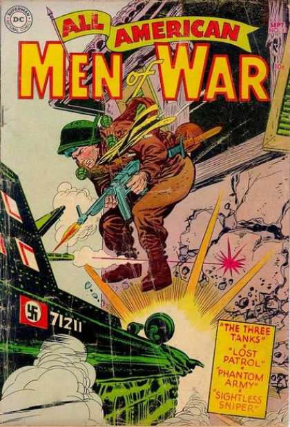 All-American Comics - All American Men of War - War - Nazi - Machine Gun - Grenades - Tank