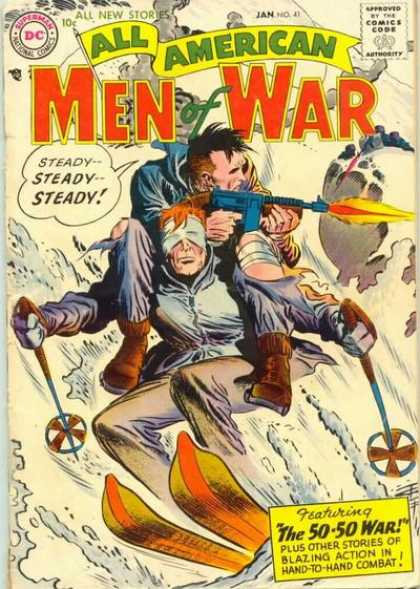 All-American Comics - All American Men of War - 50-50 War - Hand-to-hand Combat - Machine Gun - Skiing - Action