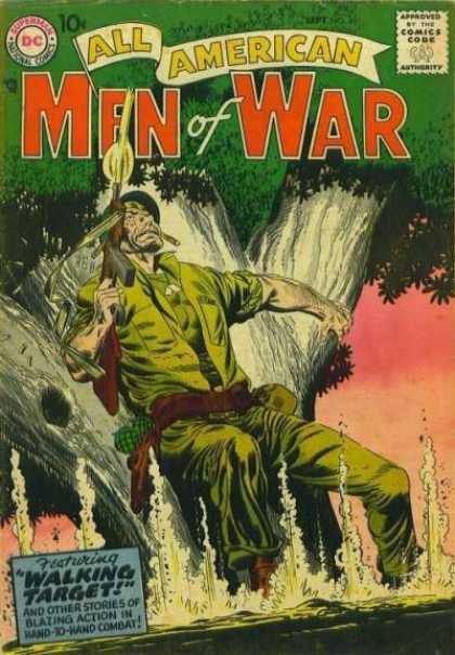 All-American Comics - All American Men of War - All American - Men Of War - Gun - Tree - Walking Target