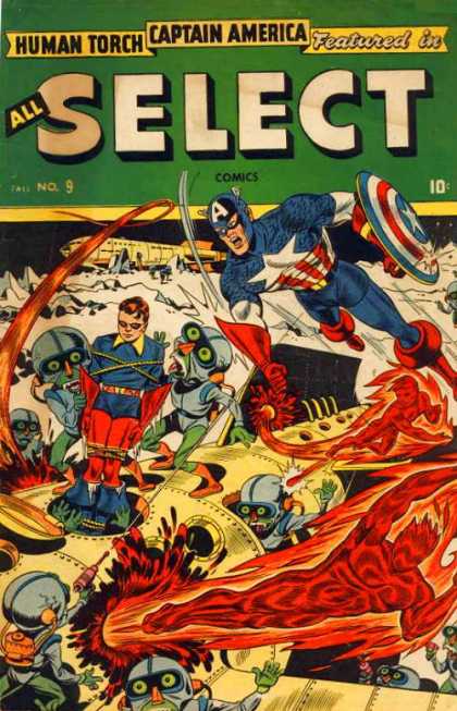 All Select Comics 9 - Captain America - Robots - Fire - Tied Up - Human Torch