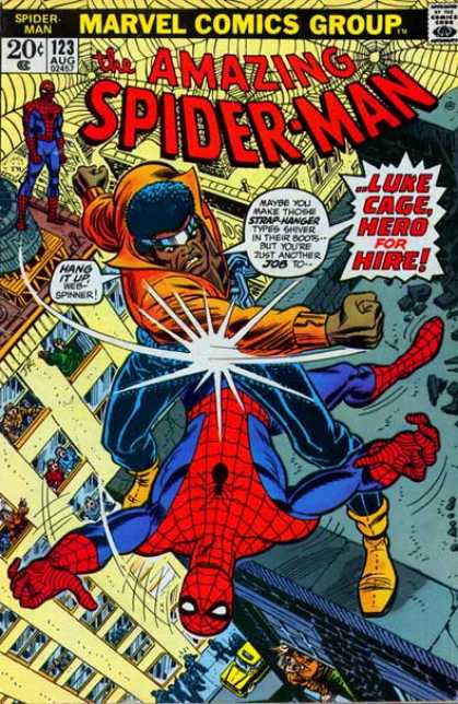 Amazing Spider-Man 123 - Luke Cage - Spidey - Rooftop Action - Action - Bronze Age