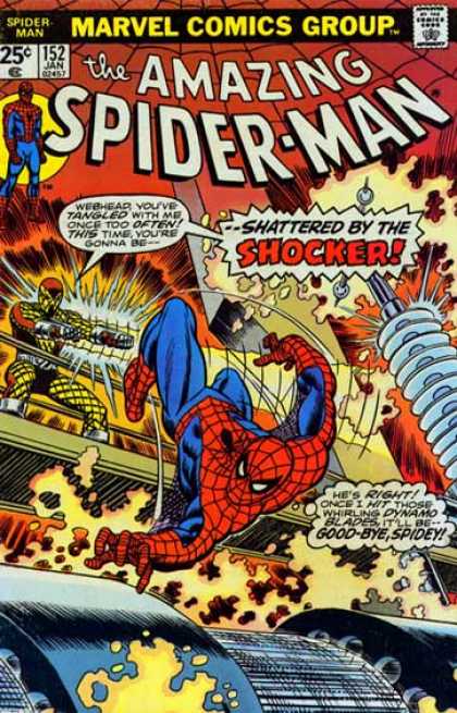 Amazing Spider-Man 152 - Shocker - Electricity - Falling - Dynamo - Spiderman