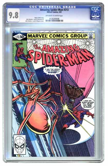 Amazing Spider-Man 213 - Web - Wizard - Cgc Universal Grade - Marvel Comics Group - Spider - John Romita