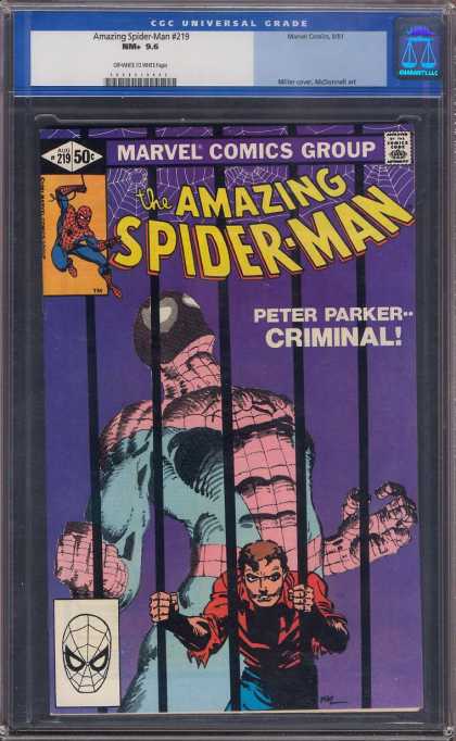 Amazing Spider-Man 219 - Spiderman - Jail - Peter Parker - Criminal - Bars - Frank Miller