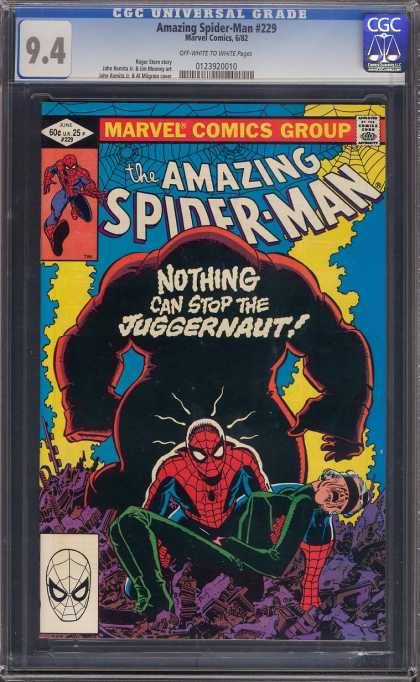 Amazing Spider-Man 229 - Juggernaut - Webs - Blindfolded Person - Destruction - Red Mask - John Romita
