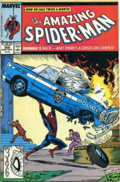 Amazing Spider-Man 306 - Fire - Car - Police Car - Tire - Police - Todd McFarlane