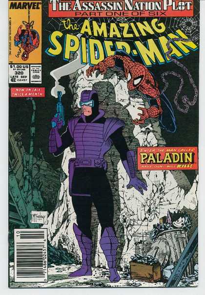 Amazing Spider-Man 320 - Paladin - Gun - Spiderman - Trash Can - Spidey Behind Rock Wall - Todd McFarlane