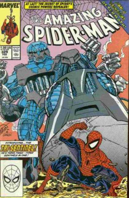 Amazing Spider-Man 329 - Tri-sentinel - Spiderman - Marvel - Secret Of Spideys Cosmic Powers Revealied - Aftermath - Erik Larsen