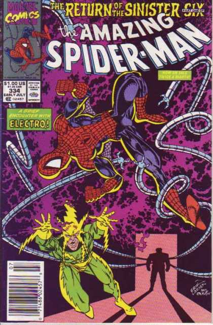 Amazing Spider-Man 334 - Electro - Doctor Octopus - Shadow - Silhouette - Erik Larsen, Terry Austin